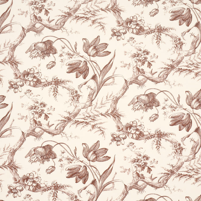 Schumacher Toile De Fleurs Fawn Wallpaper Sample 5009124