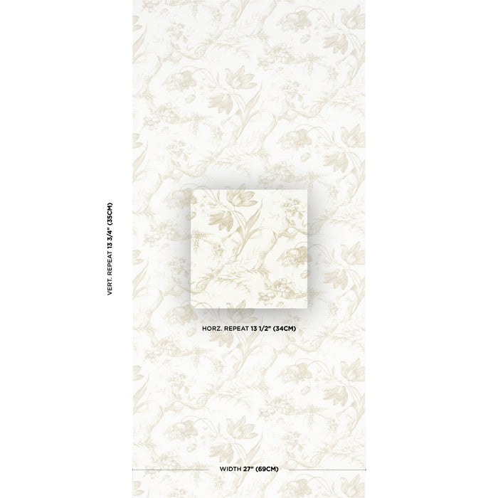 Schumacher Toile De Fleurs Birch Wallpaper 5009125