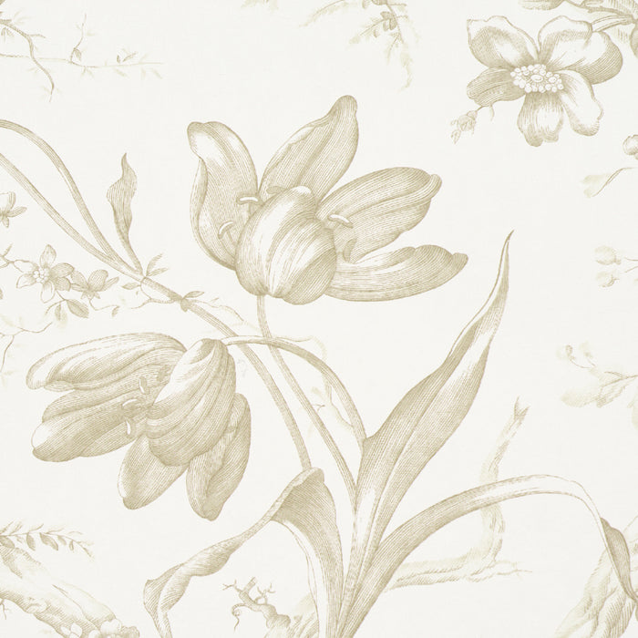 Schumacher Toile De Fleurs Birch Wallpaper 5009125