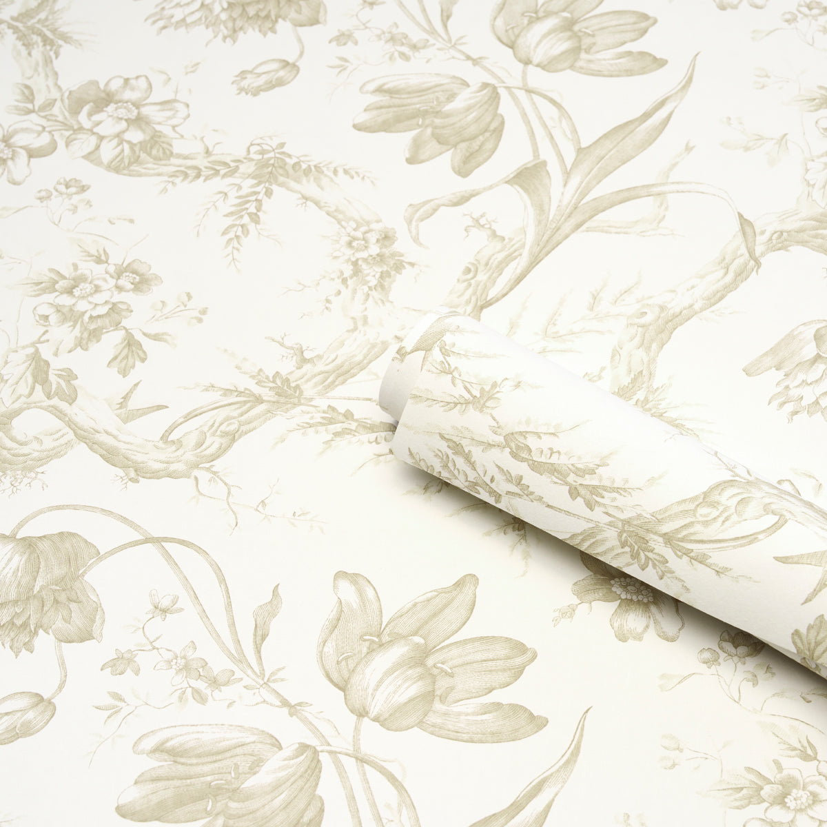 Schumacher Toile De Fleurs Birch Wallpaper 5009125