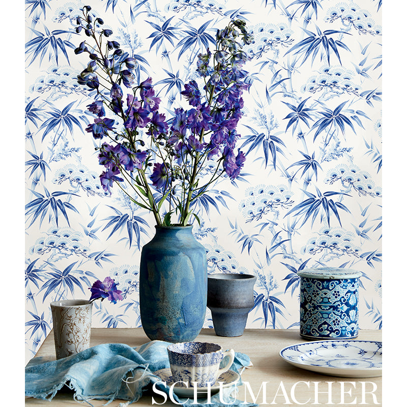 Schumacher Arita Floral Porcelain Wallpaper 5009140