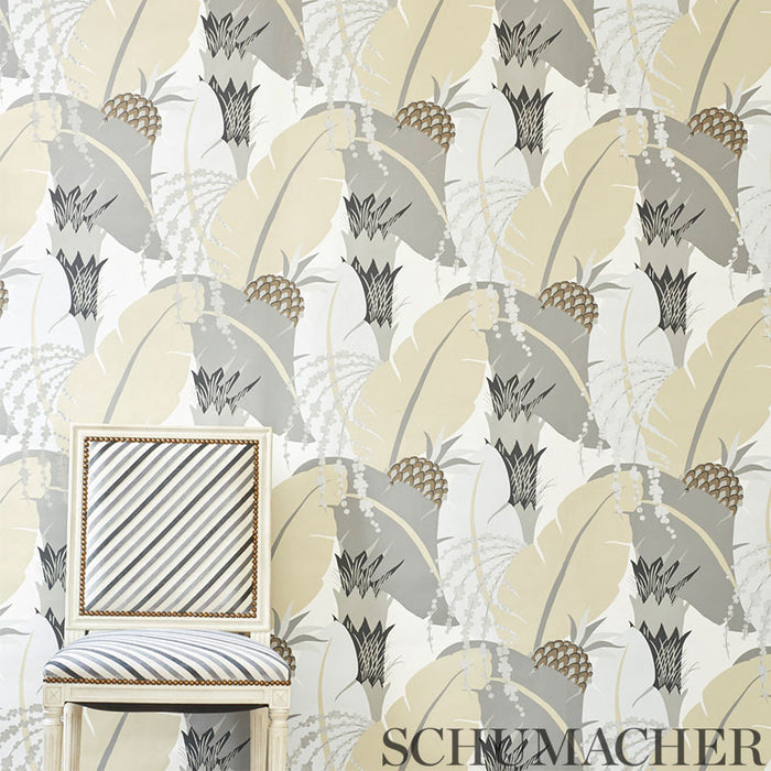 Schumacher Ananas Neutral Wallpaper 5009171