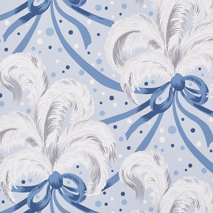 Schumacher Plumes Et Rubans Blue Wallpaper 5009180