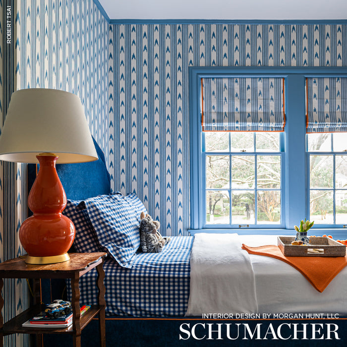 Schumacher Santa Barbara Ikat Indigo Wallpaper 5009220