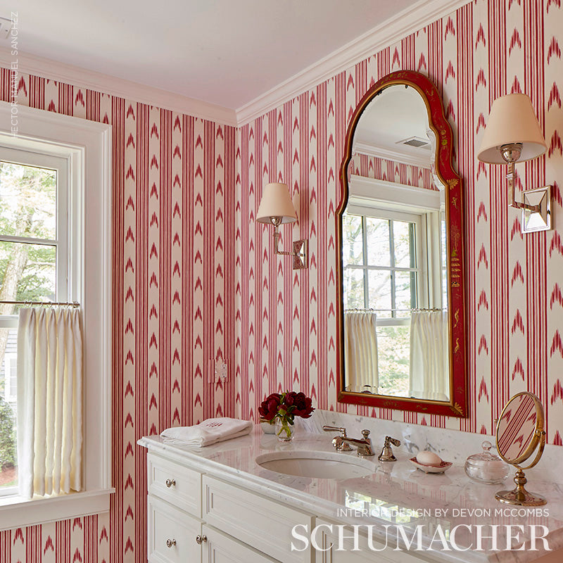 Schumacher Santa Barbara Ikat Pink Wallpaper 5009221