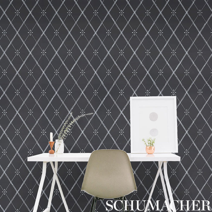 Schumacher Kasumi Diamond Chalkboard Wallpaper 5009510