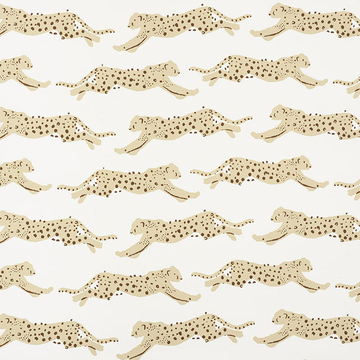 Schumacher Leaping Leopards Sand Wallpaper 5009591