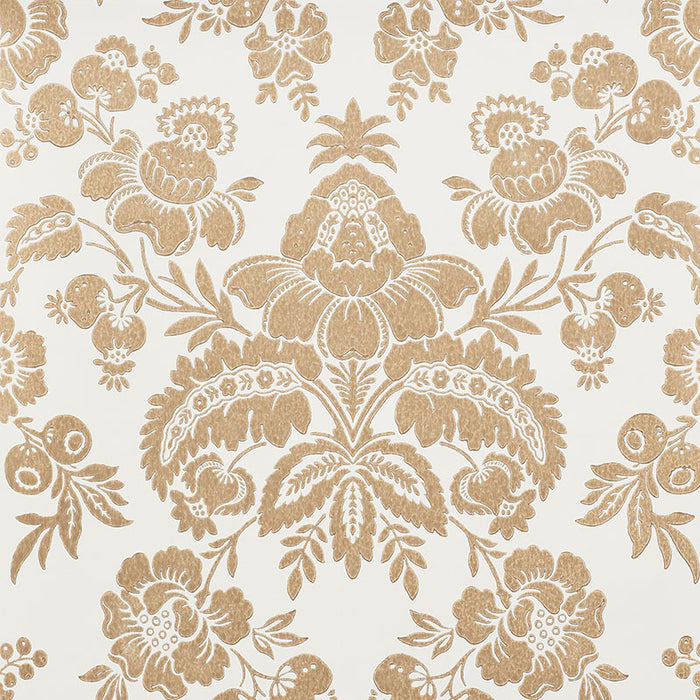 Schumacher Simone Damask Gold Wallpaper 5009610