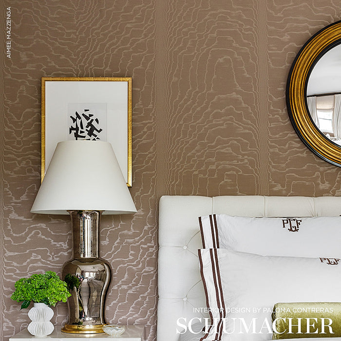 Schumacher Moire Wallcovering Fawn Wallpaper 5009671