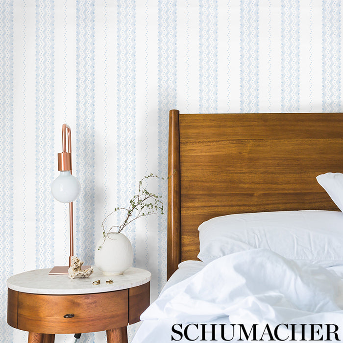 Schumacher Nauset Stripe Indigo Wallpaper 5009740