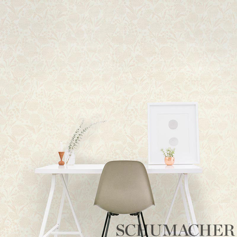 Schumacher Chrysanthemum Sisal Sky Wallpaper 5009780