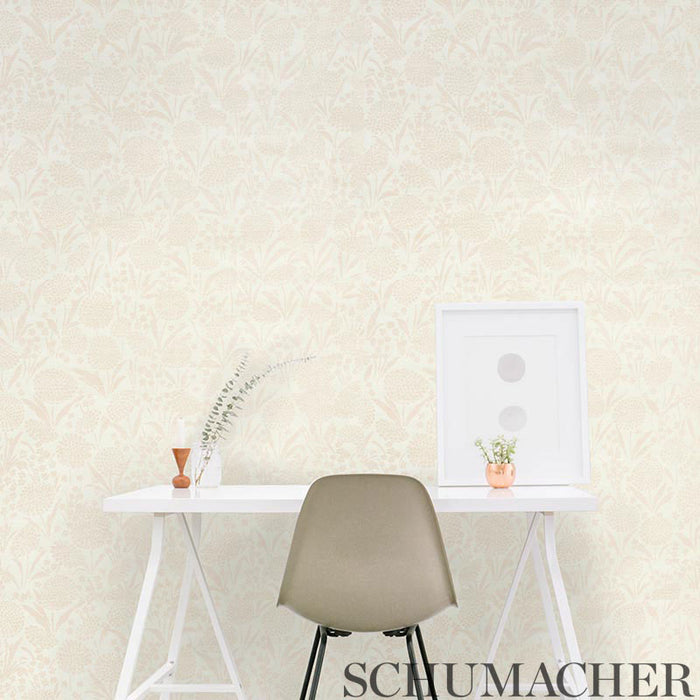 Schumacher Chrysanthemum Sisal Sky Wallpaper Sample 5009780