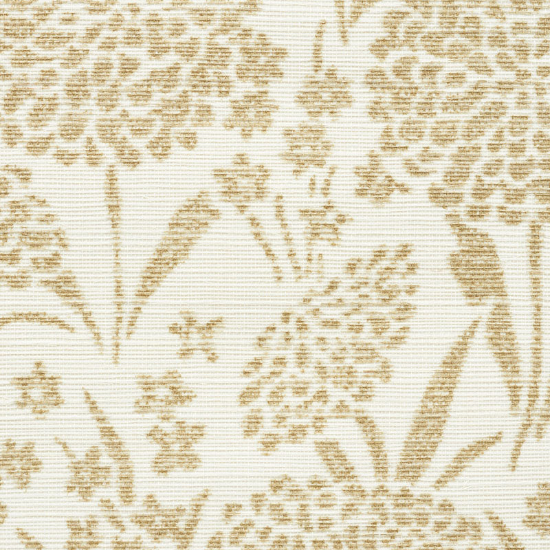 Schumacher Chrysanthemum Sisal Gold Wallpaper Sample 5009782