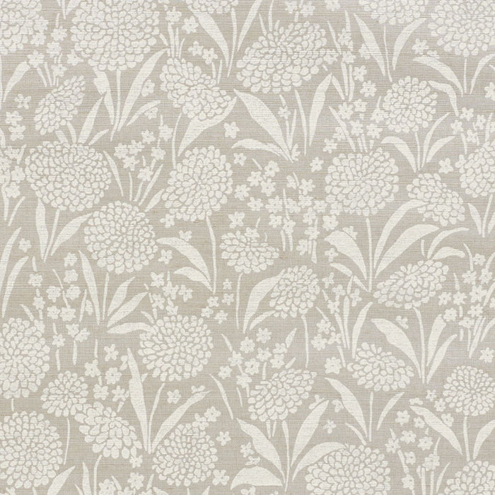 Schumacher Chrysanthemum Hemp Shimmer Moonstone Wallpaper Sample 5009790