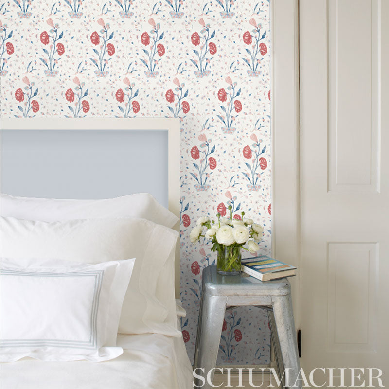 Schumacher Khilana Floral Delft & Rose Wallpaper 5009950