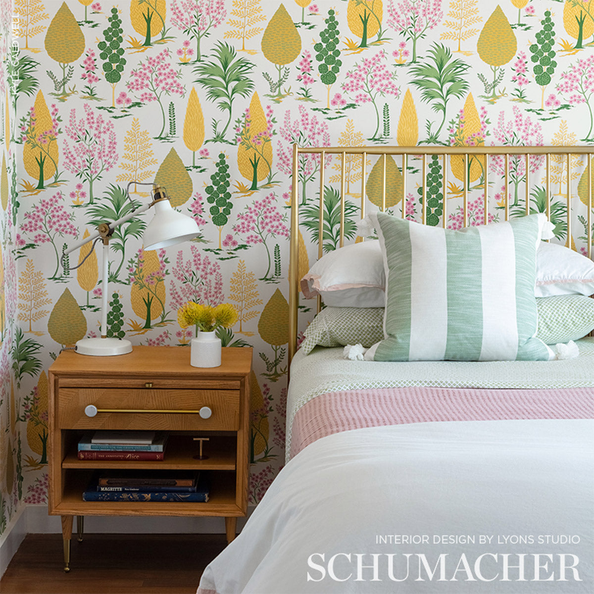 Schumacher Pandora Yellow & Pink Wallpaper 5009962