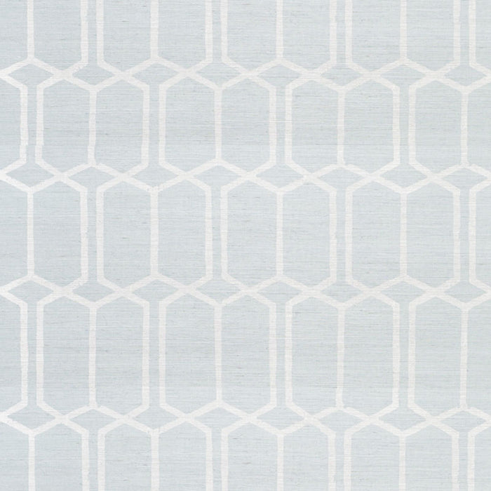 Schumacher Modern Trellis Sisal Sky Wallpaper Sample 5010100