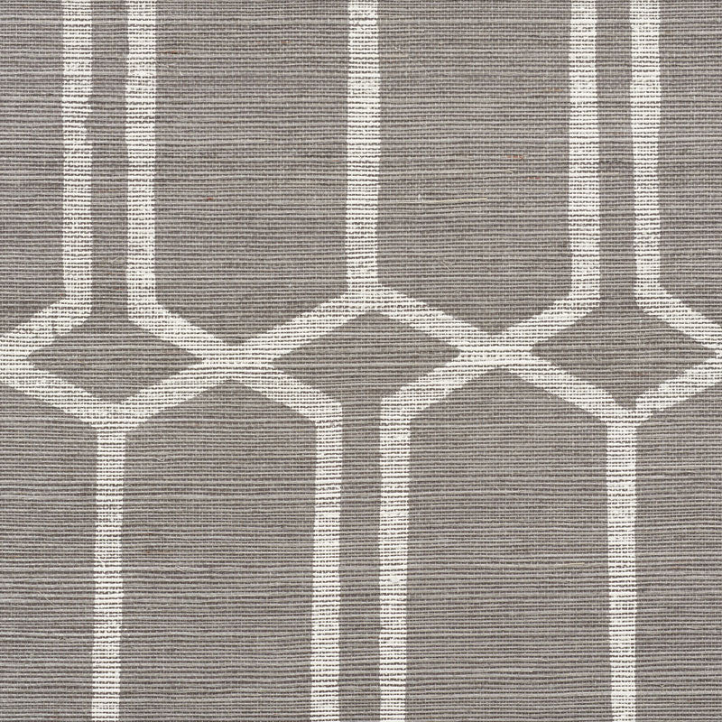 Schumacher Modern Trellis Sisal Charcoal Wallpaper Sample 5010101