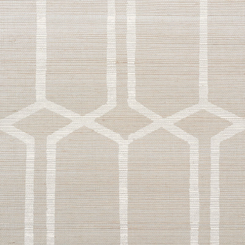 Schumacher Modern Trellis Hemp Shimmer Moonstone Wallpaper 5010110