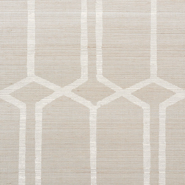 Schumacher Modern Trellis Hemp Shimmer Moonstone Wallpaper Sample 5010110