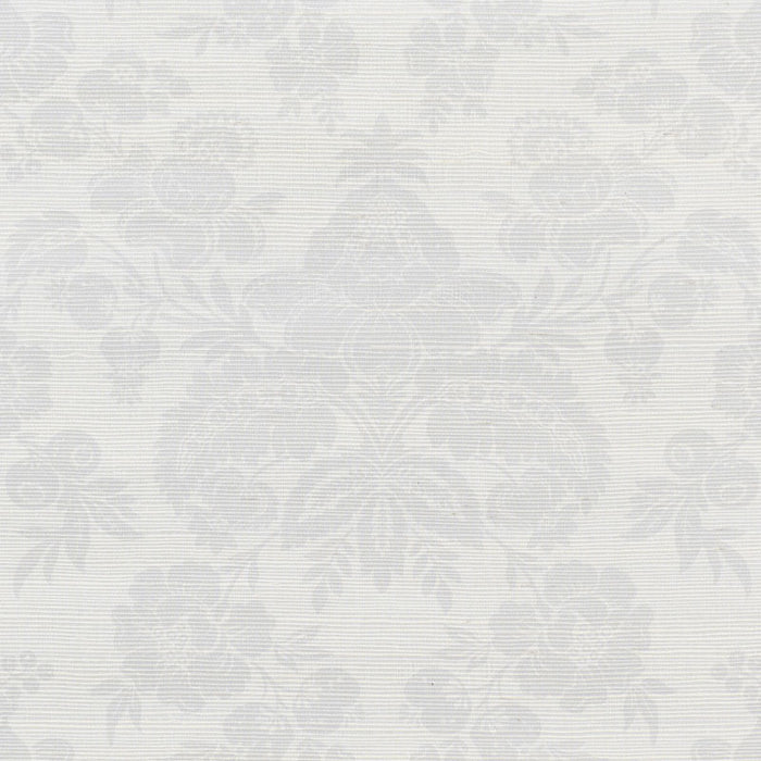 Schumacher Simone Damask Grasscloth Silver Wallpaper Sample 5010120