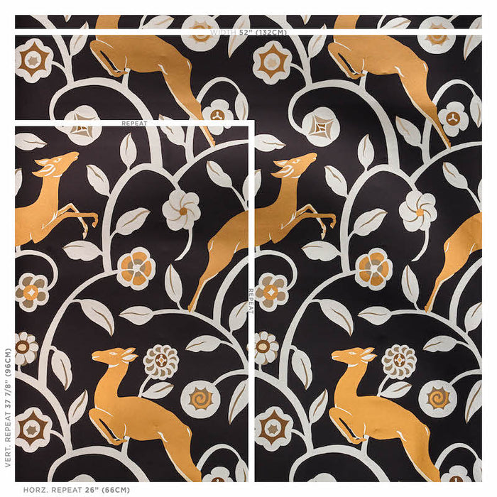 Schumacher Les Gazelles Au Bois Vinyl Noir Wallpaper 5010140