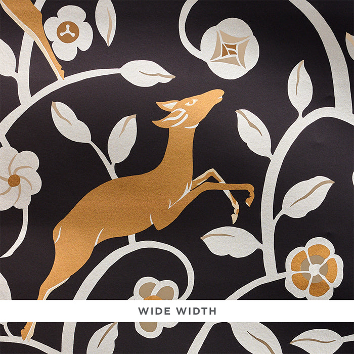 Schumacher Les Gazelles Au Bois Vinyl Noir Wallpaper 5010140