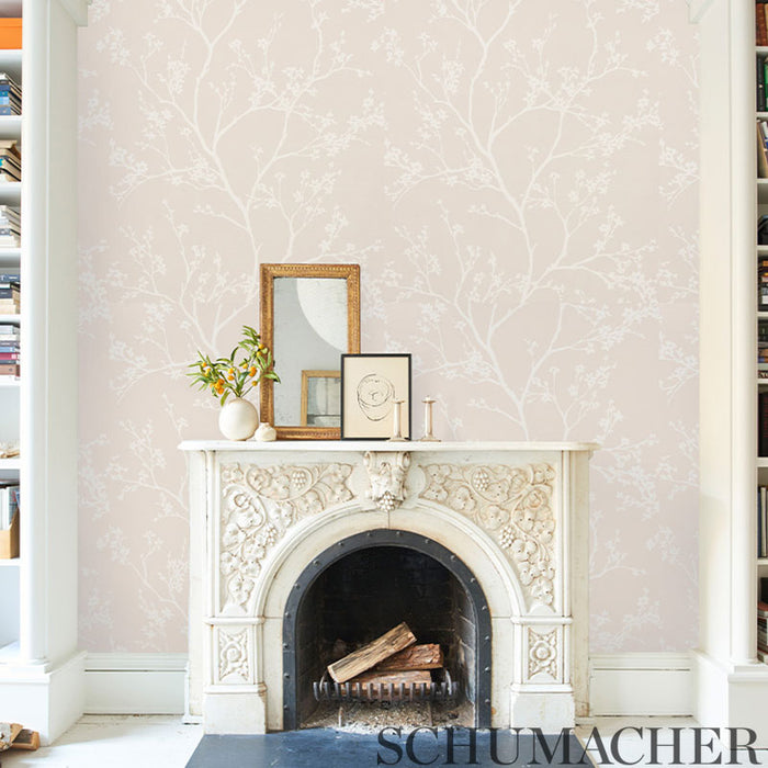 Schumacher Twiggy Vinyl Blush Wallpaper 5010151