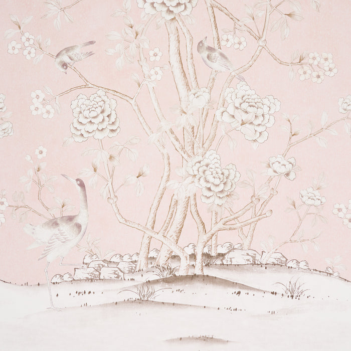 Schumacher Chinois Palais Vinyl Panel Blush Wallpaper 5010160