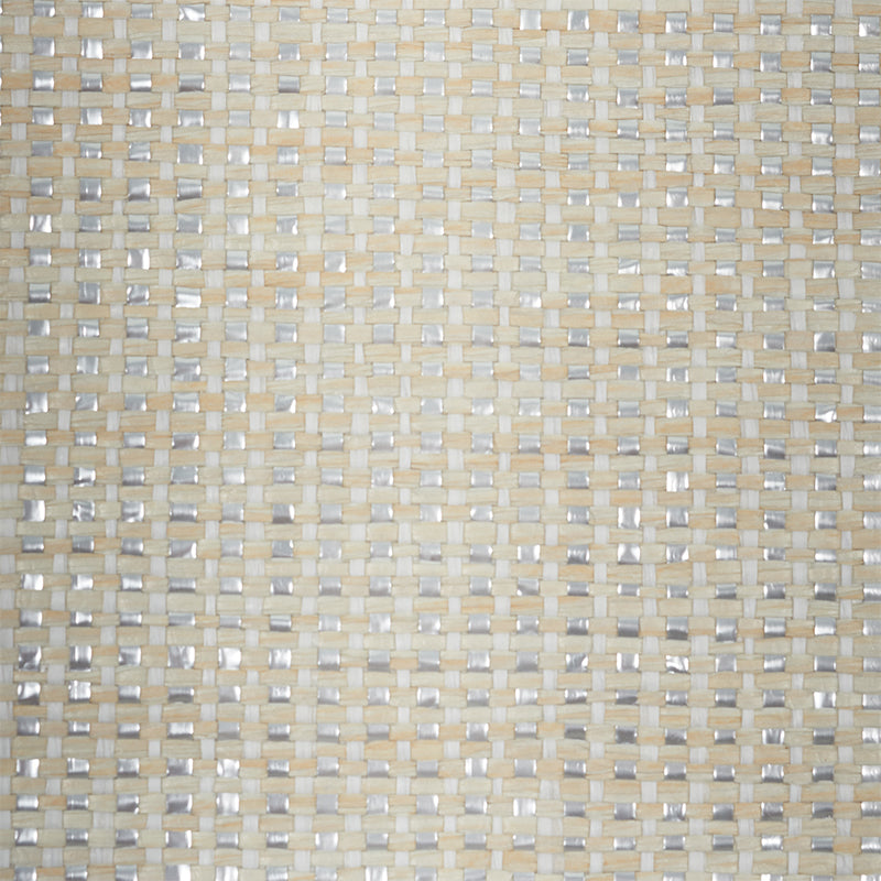 Schumacher Metal Paperweave Ivory Wallpaper 5010311