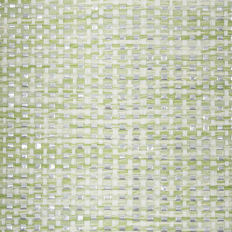 Schumacher Metal Paperweave Green Wallpaper 5010313