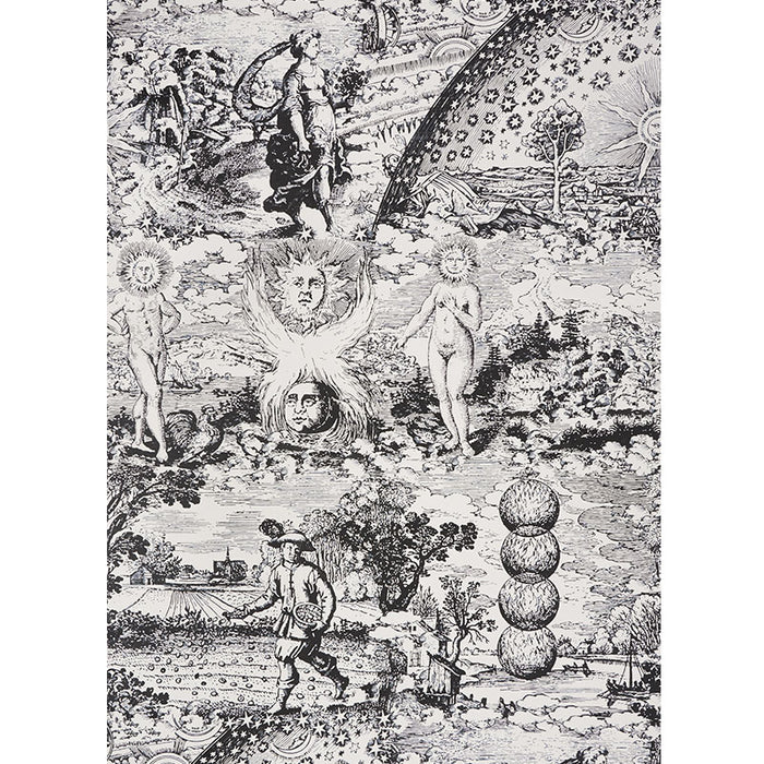 Schumacher Modern Toile Black Wallpaper 5010420