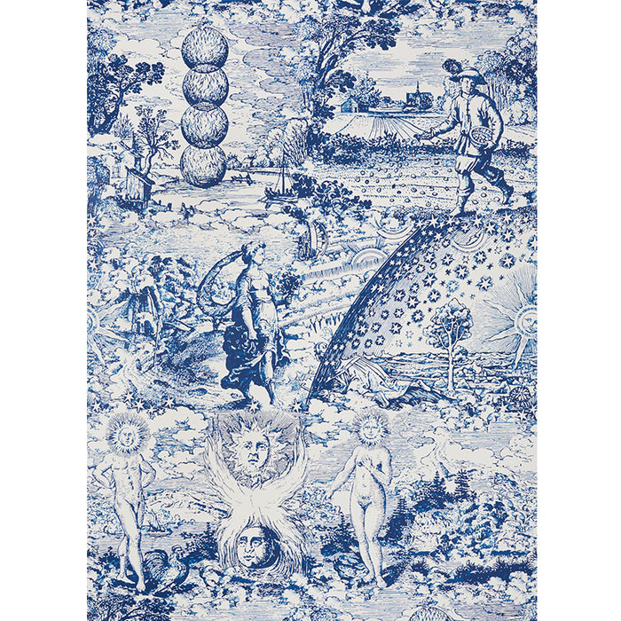 Schumacher Modern Toile Indigo Wallpaper 5010421