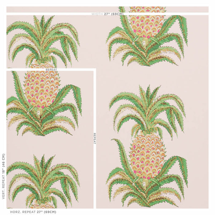 Schumacher Pineapples Blush Wallpaper 5010451