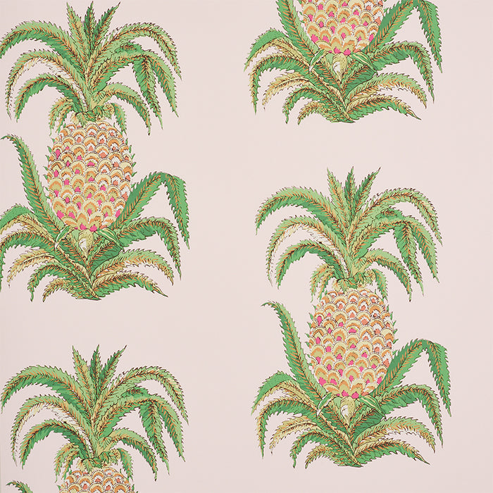 Schumacher Pineapples Blush Wallpaper 5010451