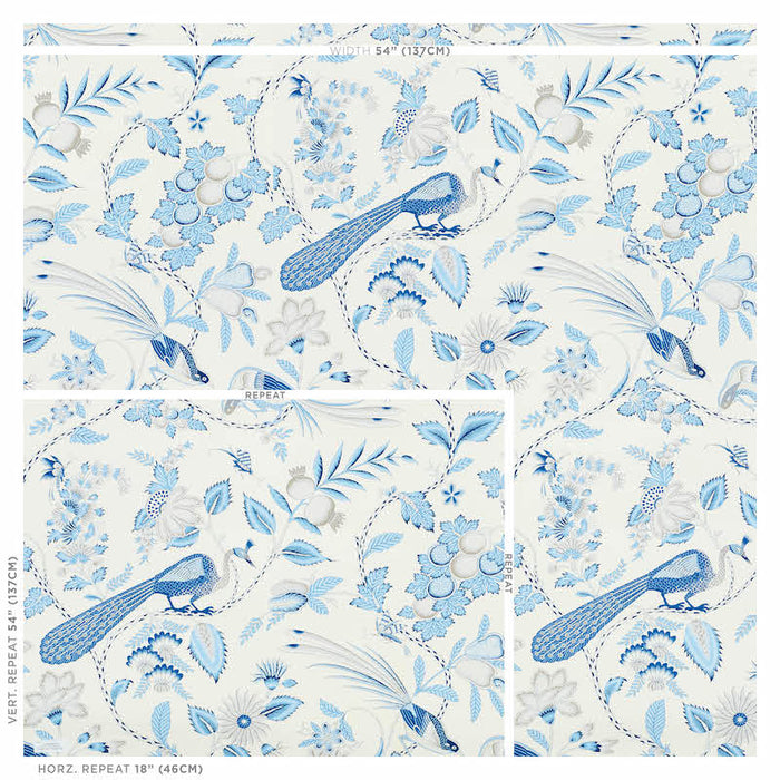 Schumacher Campagne Bleu & Gris Wallpaper 5010511