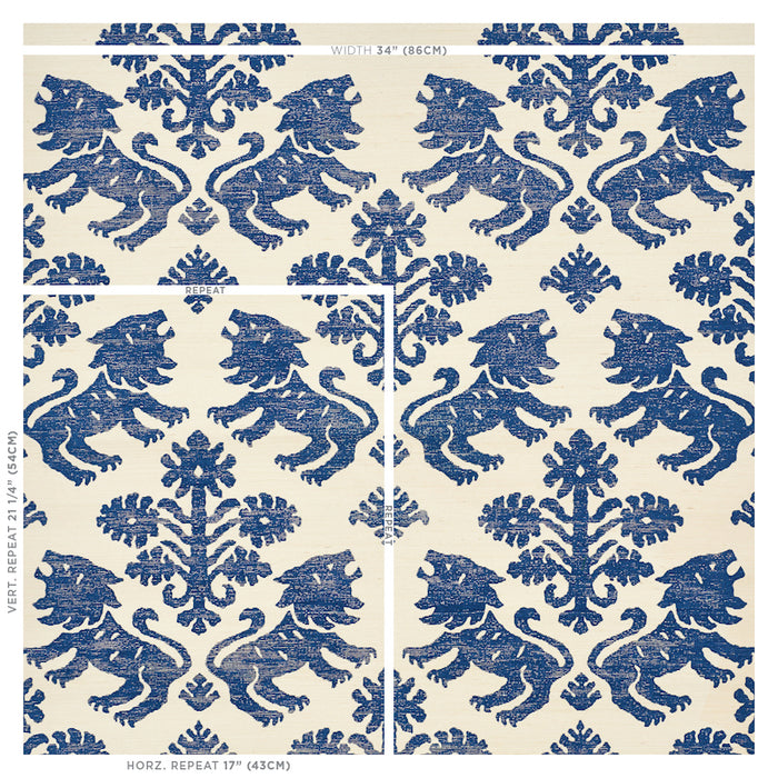 Schumacher Regalia Sisal Blue Wallpaper 5010530