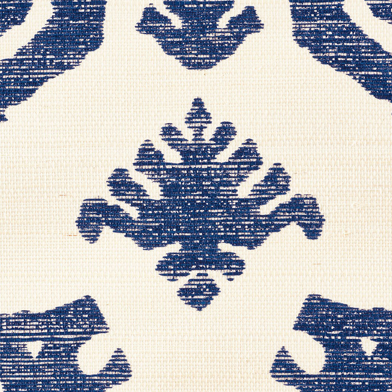 Schumacher Regalia Sisal Blue Wallpaper Sample 5010530