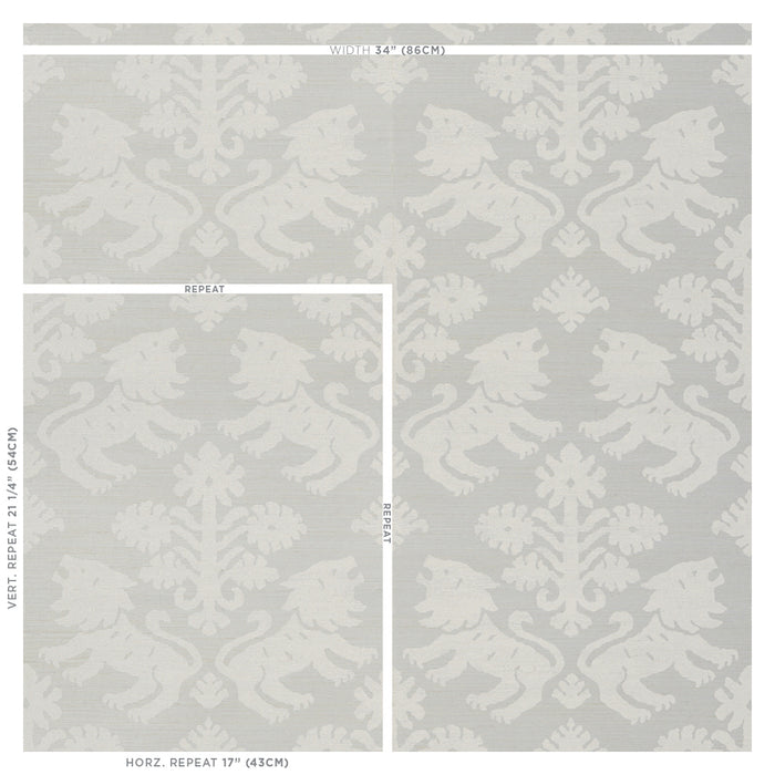 Schumacher Regalia Sisal Ivory On Silver Wallpaper 5010532