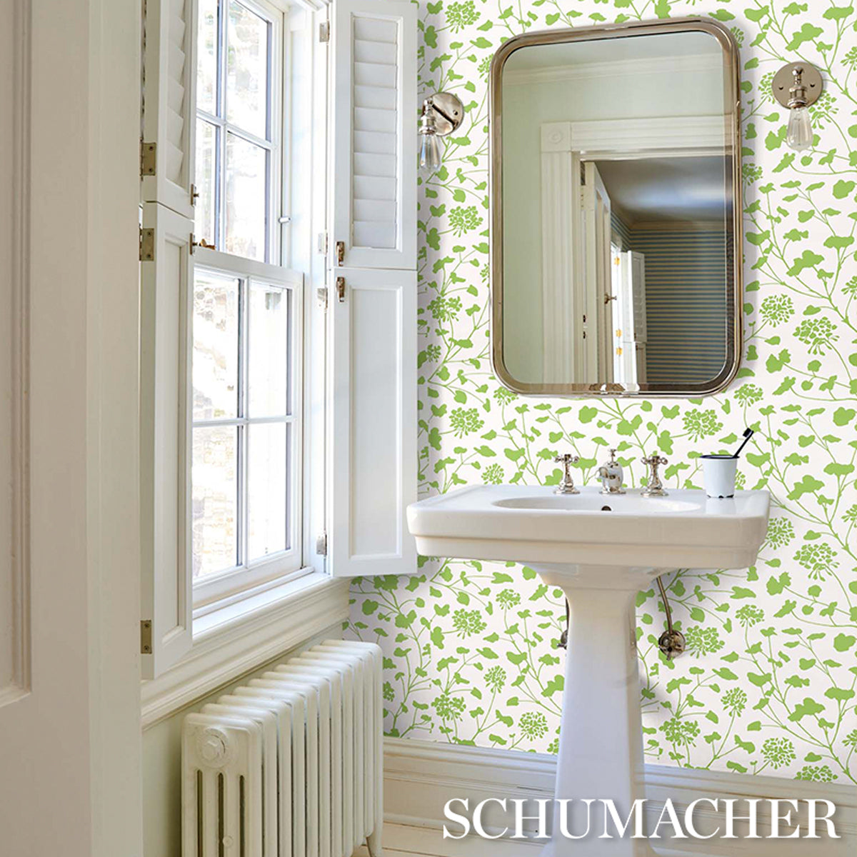 Schumacher Pennick Leaf On Ivory Wallpaper Sample 5010542