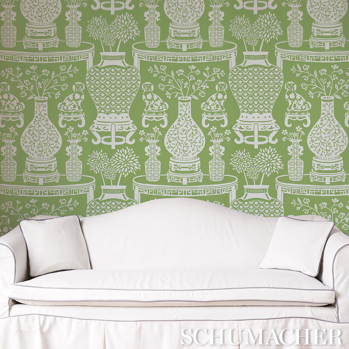 Schumacher Hellene Green Wallpaper 5010552