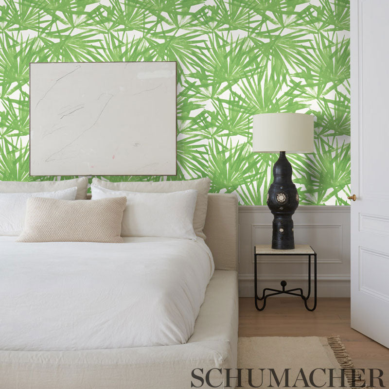 Schumacher Sunlit Palm Green Wallpaper 5010560