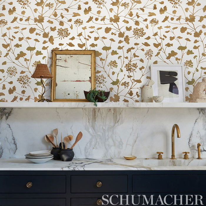 Schumacher Pennick Mylar Gold Wallpaper 5010580