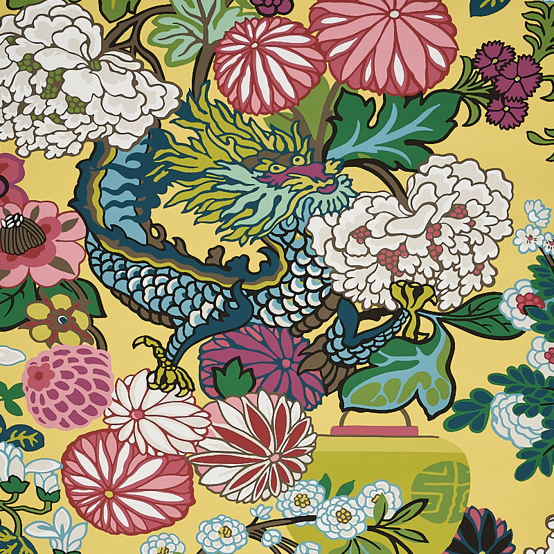 Schumacher Chiang Mai Dragon Yellow Wallpaper 5010591