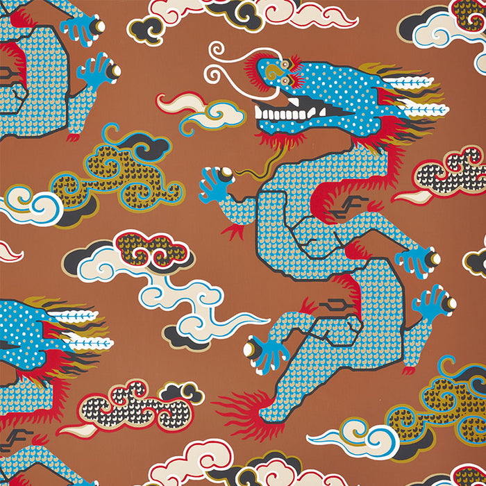 Schumacher Magical Ming Dragon Brown Wallpaper 5010602