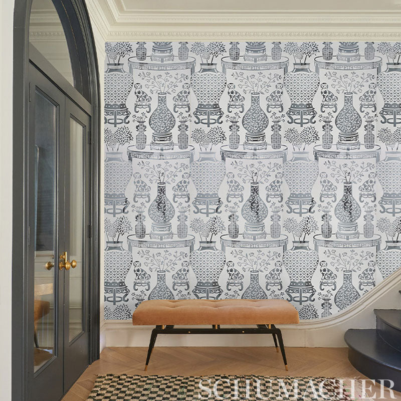 Schumacher Hellene Mylar Silver Wallpaper 5010610