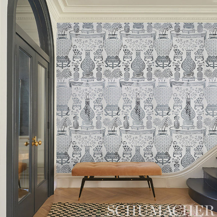 Schumacher Hellene Mylar Silver Wallpaper 5010610