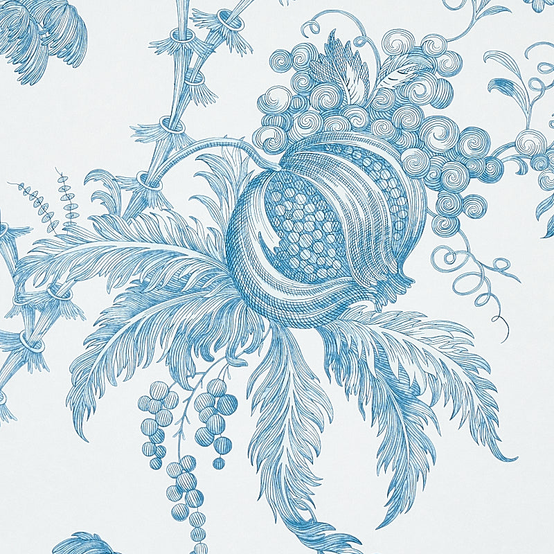 Schumacher San Cristobal Toile Peacock Wallpaper 5010620