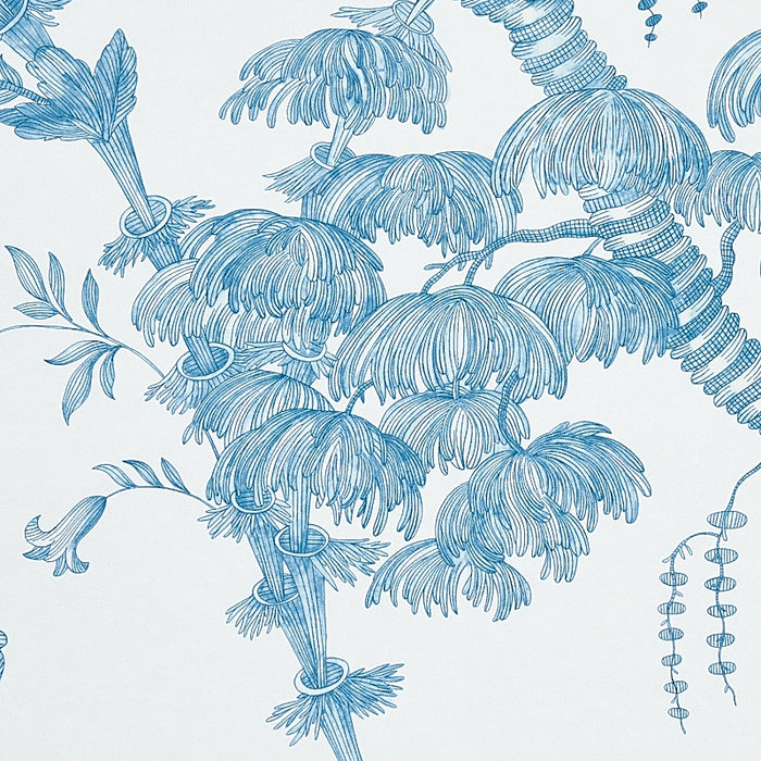 Schumacher San Cristobal Toile Peacock Wallpaper Sample 5010620