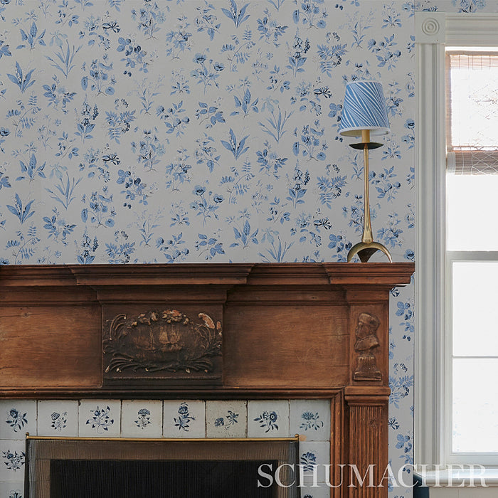 Schumacher Floreana Blue Wallpaper 5010681